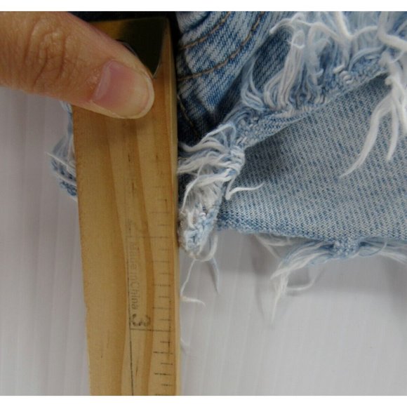 Zara Shorts 4 Mini Cut-Off High Rise Stretch Denim Raw Hem Light Wash - Picture 5 of 9